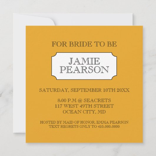 Bachelorette Party Invitation (Or) (Dos)