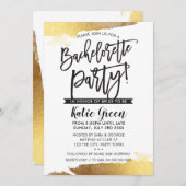 BACHELORETTE PARTY INVITATION or doré moderne luxe (Devant / Derrière)