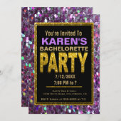 Bachelorette Party Invitation | Parties scintillan (Devant / Derrière)