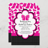 Bachelorette Party Invitation roze Black Leopard Kaart (Voorkant / Achterkant)