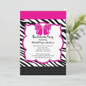Bachelorette Party Invitation roze Black Zebra Kaart (Staand voorkant)