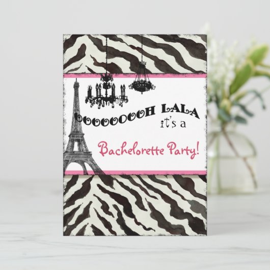 Bachelorette Party Invitation Zebra, Tour Eiffel (Debout devant)