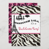 Bachelorette Party Invitation Zebra, Tour Eiffel (Devant / Derrière)