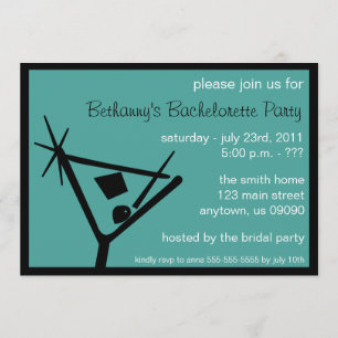 Bachelorette Party Invite Martini Glass (Blauwgroe Kaart