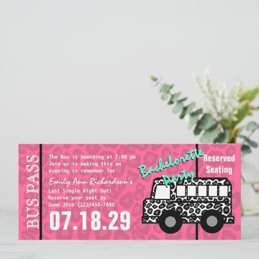 Bachelorette Party Leopard Bus Pass Programma (Staand voorkant)