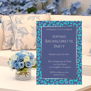 Bachelorette Party-Leopard Patroon-Blauw- Kaart