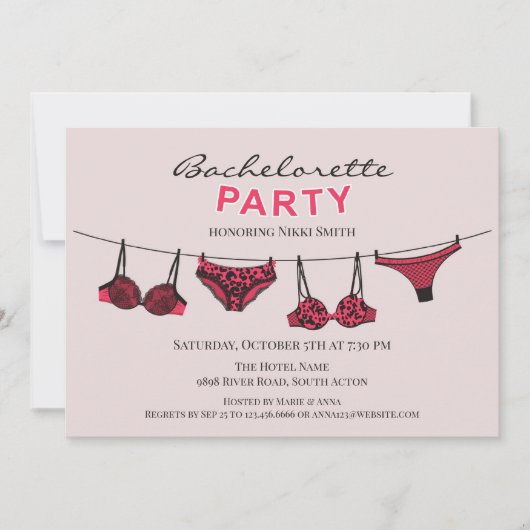 Bachelorette Party Lingerie Flat Invitation (Devant)