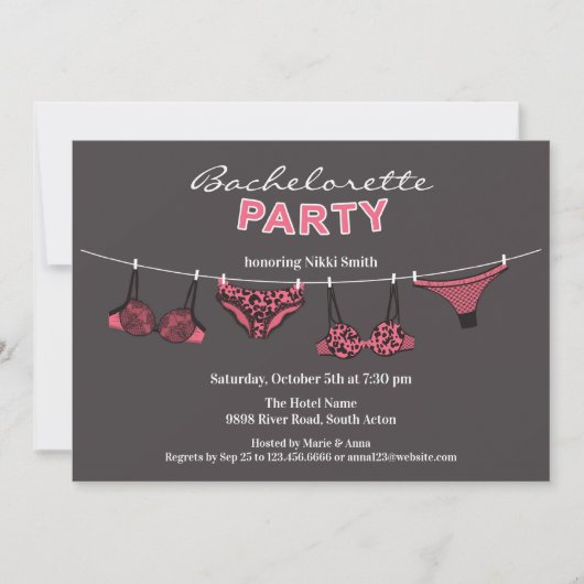 Bachelorette Party Lingerie Flat Invitation (Devant)
