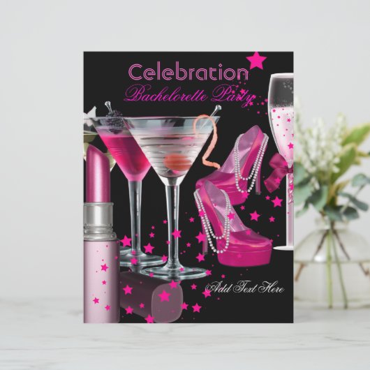 Bachelorette Party Lipstick Pink Shoes Champagne (Staand voorkant)