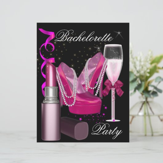 Bachelorette Party Lipstick Pink Shoes Champagne 1 (Staand voorkant)