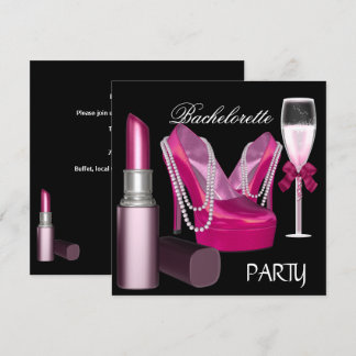 Bachelorette Party Lipstick Pink Shoes Champagne Kaart