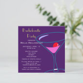 Bachelorette Party Martini Glass Invitation Kaart (Staand voorkant)