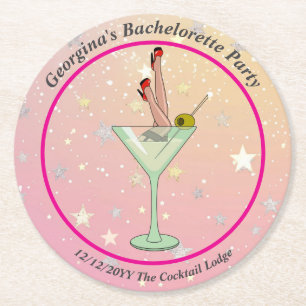 Bachelorette Party Martini Glazen Benen Stiletto's Ronde Kartonnen Onderzetter