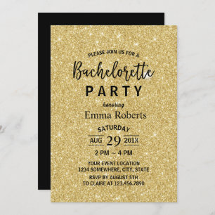 Bachelorette Party Modern Gold Glitter Sparlkes Kaart