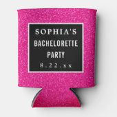 Bachelorette Party Modern Pink Glitter Weddenschap Blikjeskoeler (Voorkant)
