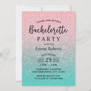 Bachelorette Party Modern Pink Silver Blauwgroen G Kaart