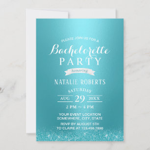 Bachelorette Party Modern Turquoise Glitter Kaart