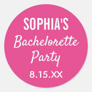 Bachelorette Party Modern Typography Pink Wedding Ronde Sticker