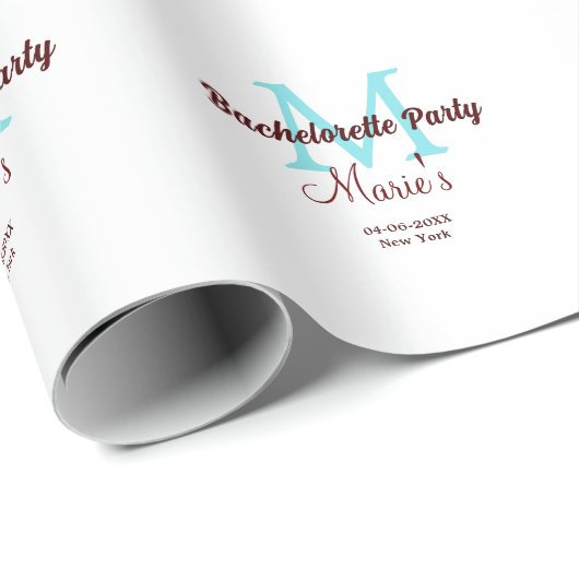 Bachelorette Party Monogram Naam toevoegen Datum P Cadeaupapier (Rol Hoek)