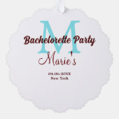 Bachelorette Party Monogram Naam toevoegen Datum P Ornament Kaart (Achterkant)