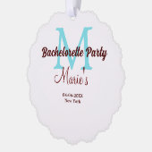 Bachelorette Party Monogram Naam toevoegen Datum P Ornament Kaart (Links)