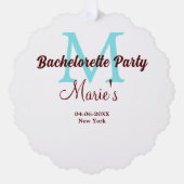 Bachelorette Party Monogram Naam toevoegen Datum P Ornament Kaart (Voorkant)