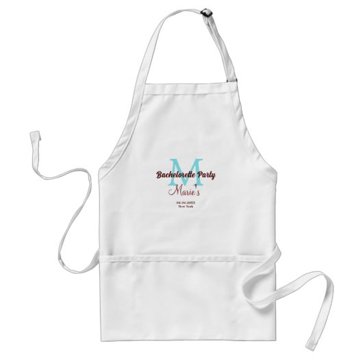 Bachelorette Party Monogram Naam toevoegen Datum P Standaard Schort (Voorkant)
