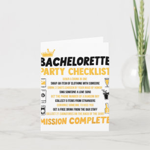 Bachelorette Party Naughty Games Checklist Bruid B Kaart