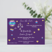 Bachelorette party over disco-ball save the date (Staand voorkant)