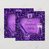 Bachelorette Party Paarse laopard Black Shoes Kaart (Voorkant / Achterkant)