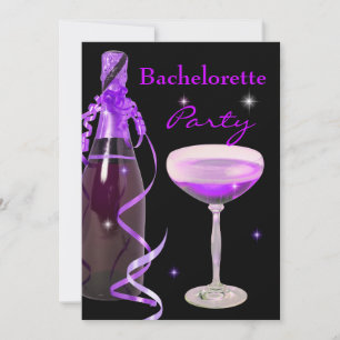 Bachelorette Party Paarse Pink Black Champagne Kaart