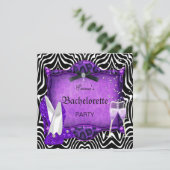 Bachelorette Party Paarse Zebra Black Shoes Kaart (Staand voorkant)
