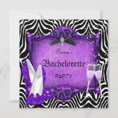 Bachelorette Party Paarse Zebra Black Shoes Kaart (Voorkant)
