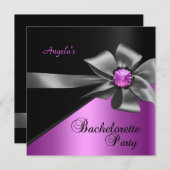 Bachelorette Party Pink Black Bow Jewel Kaart (Voorkant / Achterkant)