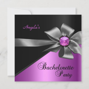 Bachelorette Party Pink Black Bow Jewel Kaart