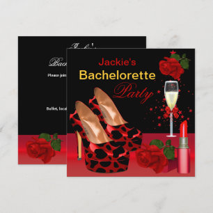 Bachelorette Party Red Black Shoes Lipstick Kaart