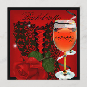 Bachelorette Party Red Rose Corset Zwarte Wijn Kaart