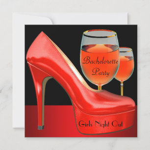 Bachelorette Party Red Shoes Hi Heels Wine Glass Kaart