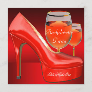 Bachelorette Party Red Shoes Hi Heels Wine Glass Kaart