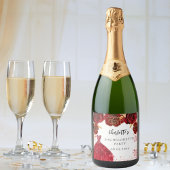 Bachelorette party rood wit jurk bloemen sparkling wijnetiket