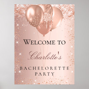 Bachelorette party roos gold ballonnen welkom poster