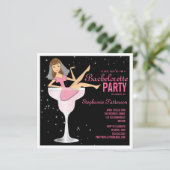 Bachelorette Party roze Cocktail Bride Uitnodiging (Staand voorkant)