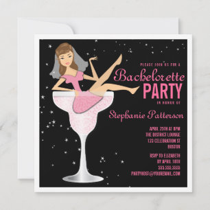 Bachelorette Party roze Cocktail Bride Uitnodiging