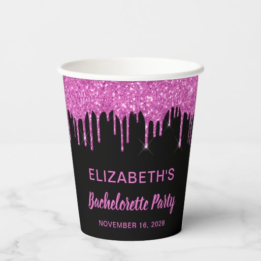 Bachelorette Party roze glitter Black Papieren Bekers (Achterkant)