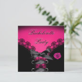 Bachelorette Party roze Rose Black Lace Kaart (Staand voorkant)