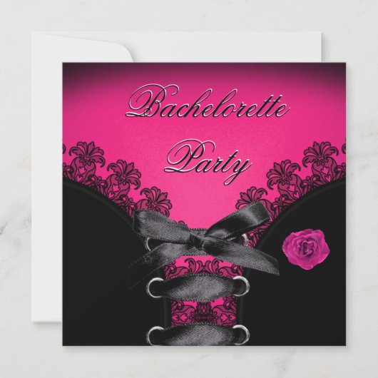 Bachelorette Party roze Rose Black Lace Kaart (Voorkant)
