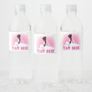 Bachelorette Party Roze silhouet team bruid Waterfles Etiket
