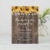 Bachelorette Party Rustic Sunflower String Lights Kaart (Staand voorkant)