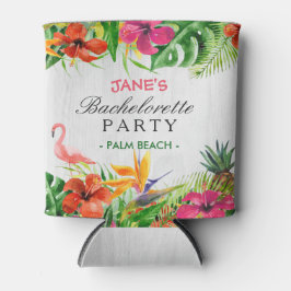 Bachelorette Party Rustic Tropical Floral Flamingo Blikjeskoeler