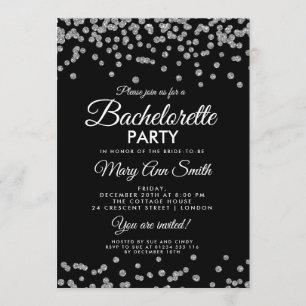 Bachelorette Party Silver Glitter Confetti Zwart Kaart
